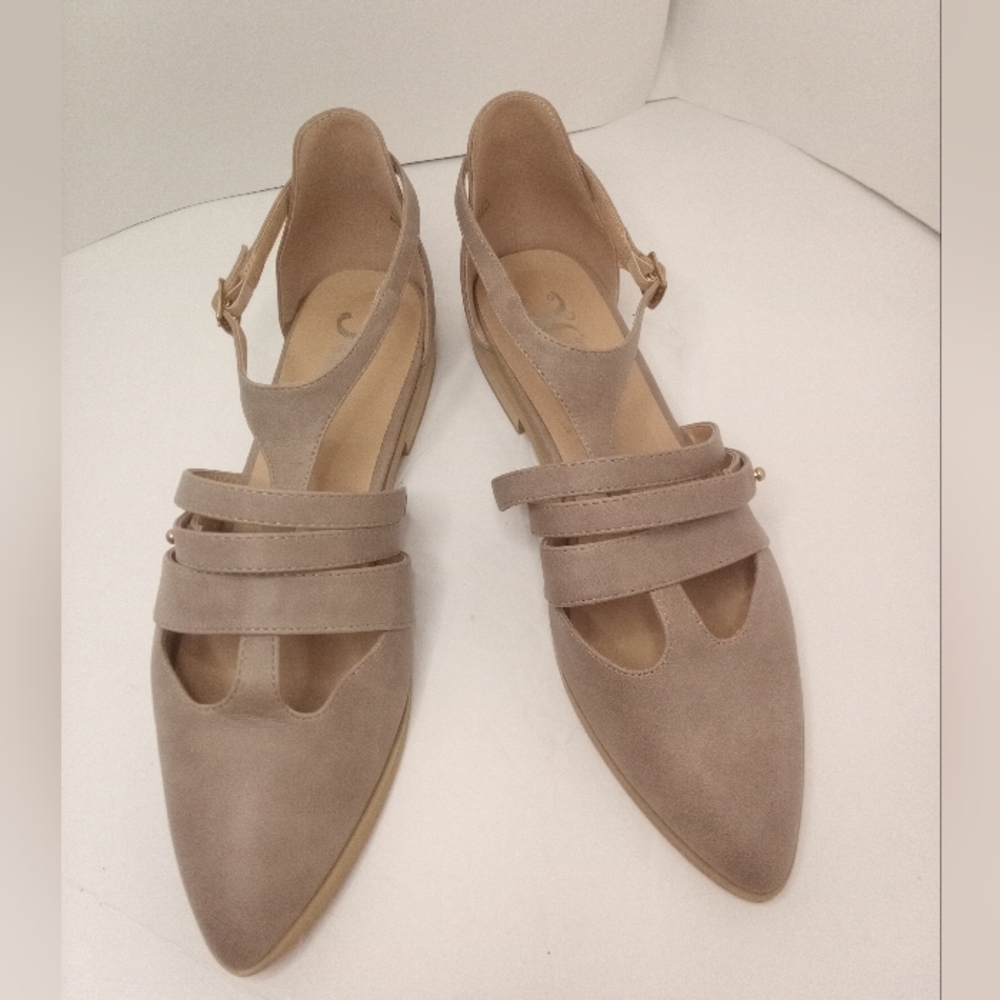 Journee Collection Taupe Pointed Toe Slingback Sandals
